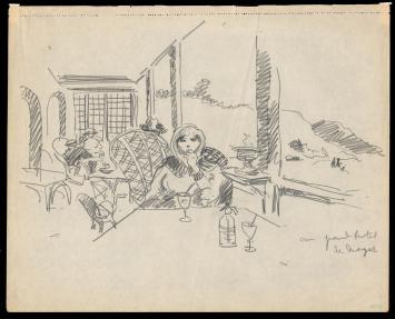 Schetsblad van F. Masereel met schetsen