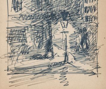 Tekening van Frans Masereel uit zijn schetsboek 1939