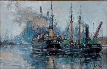 Twee boten op het water van Frans van Damme