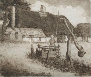 Kunstenaar Frans Van Giel met een fijne gravure