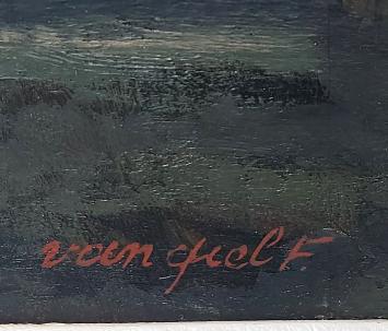 Weg met karrespoor bij valavond