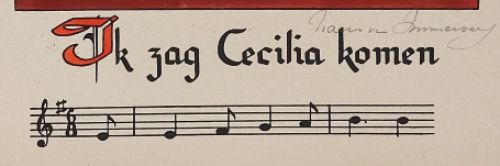 Kunstenaar Frans Van Immerseel  met een werkje op papier