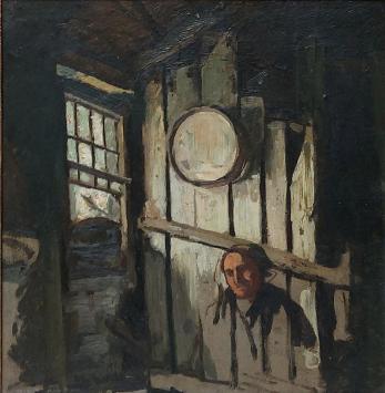 Franz Meerts met een schilderij
