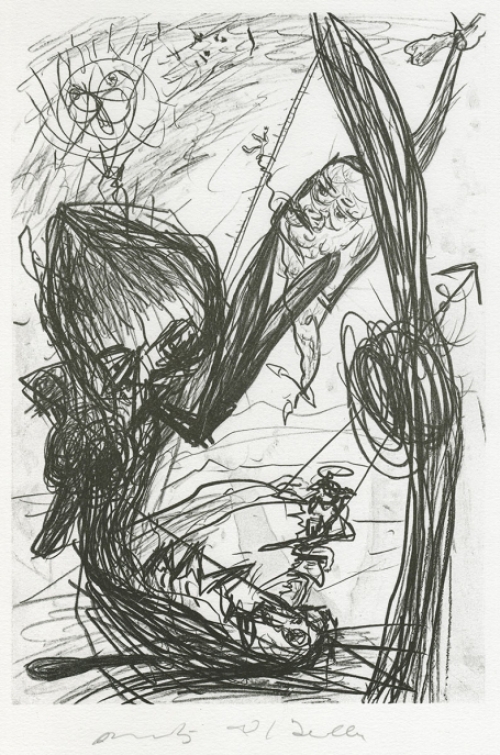 Belgische graficus Fred Bervoets met een offset litho