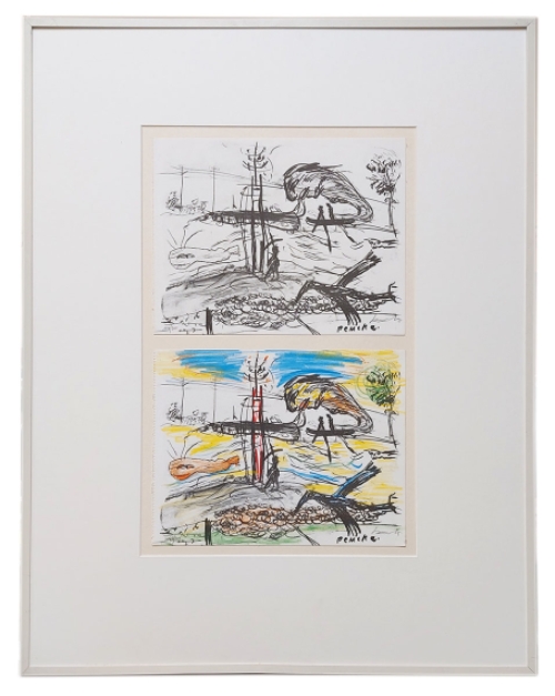 Twee litho\'s van de Belgische kunstenaar Fred Bervoets