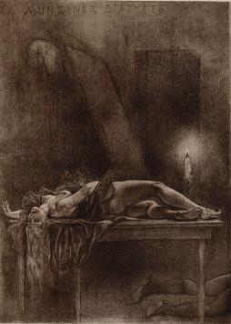 Heliogravure A un diner d'athées (Les diaboliques)  van  Félicien Rops