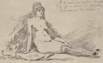 Heliogravure La femme à la fourrure assise  Exsteens 1002