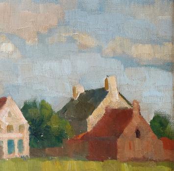 Schilderij, Damme op canvas van F. Van Acker