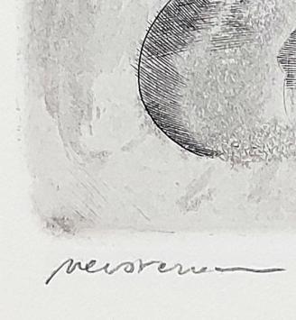 Versterven, ingekaderde gravure