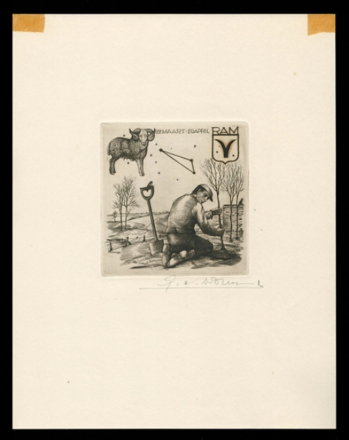 Belgische graficus Gustaaf De Bruyne met RAM gravure