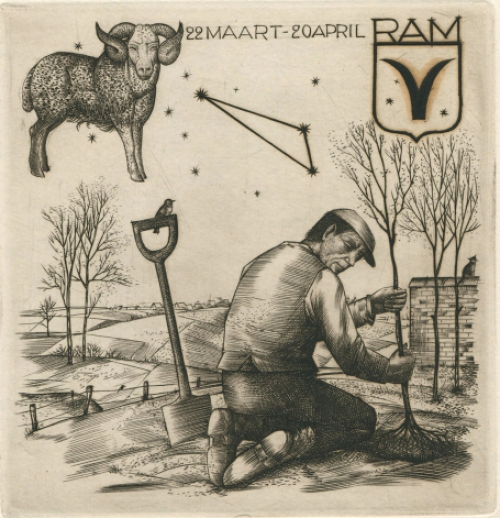 Gravure  van Gustaaf De Bruyne uit de dierenriem