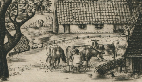 Gravure van de Mechelse kunstenaar Gustaaf De Bruyne