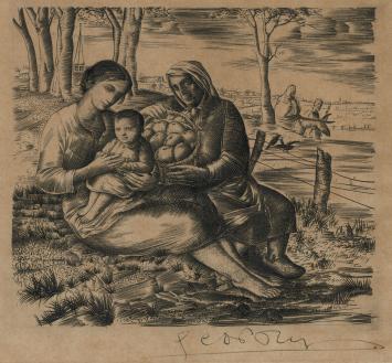Gravure  van Gustaaf De Bruyne (kerstkaart)