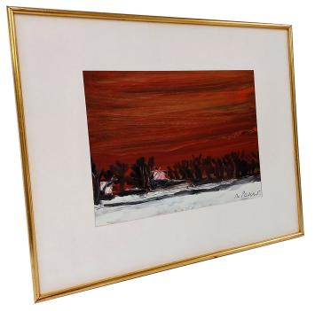 Rood vlak winterlandschapje