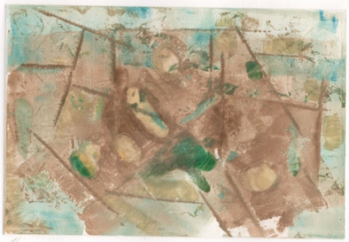 Gustaaf Prils  met een abstract werk uit 1988