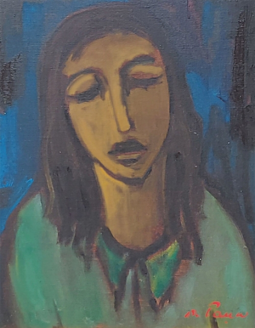 G. De Pauw met een expressionistisch schilderij