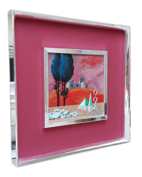 Gaston Bogaert met een surrealistisch schilderij