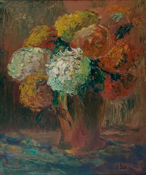 Gaston Wallaert schilderij met bloemen