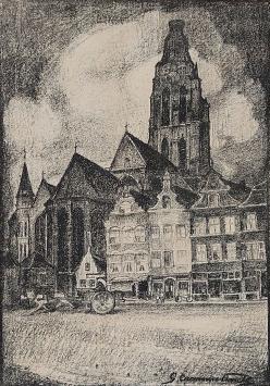 Gustaaf Crommelynck met eengrafisch kunstwerk