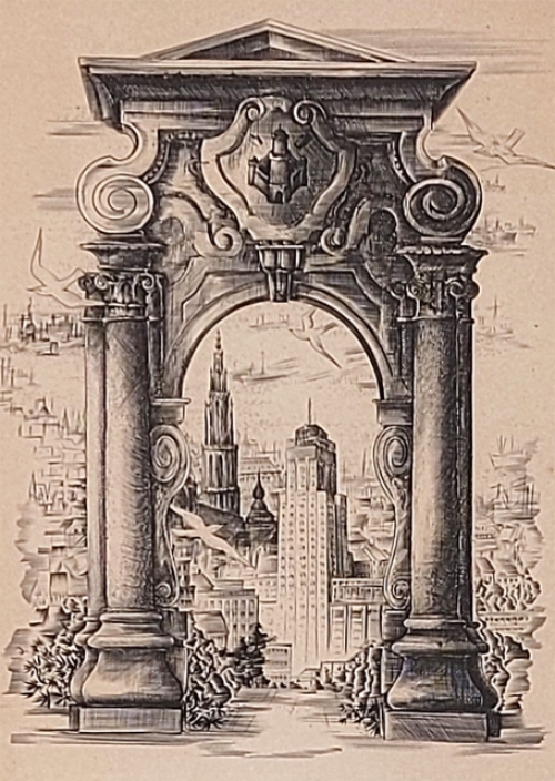 Gravure van de Mechelse kunstenaar Gustaaf De Bruyne