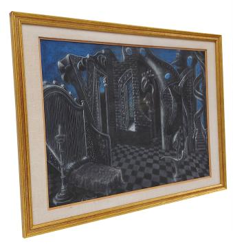 De zwartblauwe slaapkamer