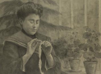 Geo Geirnaert met een potloodtekening uit 1904