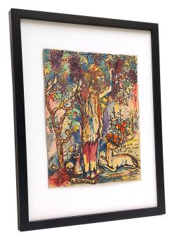 Gouache, fruitplukken op het bizarre eiland