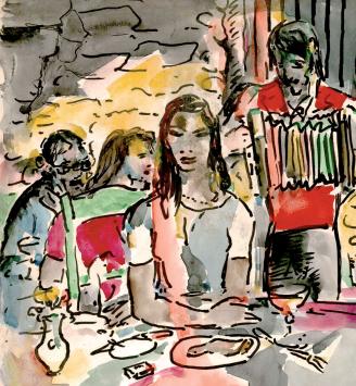 Dame aan tafel van G. Creten