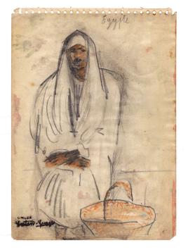 De Belgische kunstenaar George Creten  met een kleine tekening