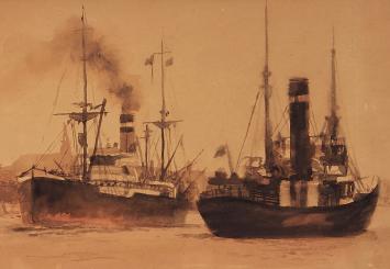 Boten en stoomboten op de Schelde