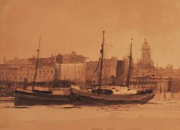 Boten en stoomboten op de Schelde