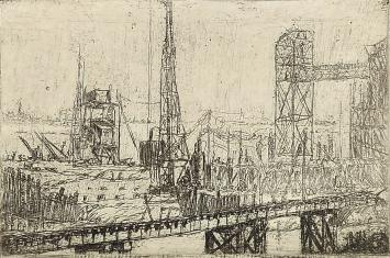 Ets van bouwwerfen door Georges Averhals geëtst