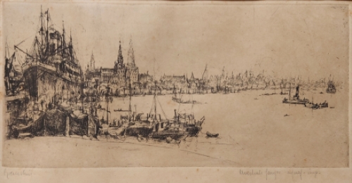 Ets van de Antwerpse haven met een stoomboot