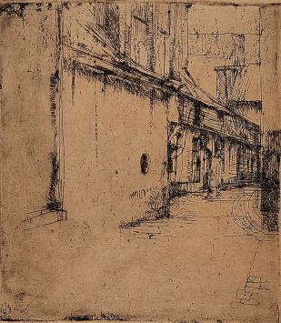 Ets van straatje te Antwerpen door Georges Averhals geëtst
