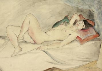 Grote aquarel van George Creten  kopen