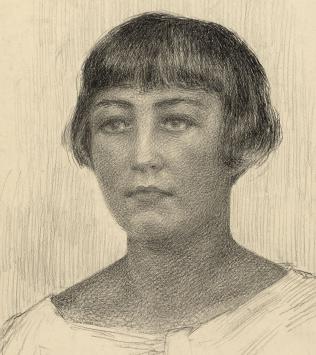 Geo Geirnaert met een potloodtekening uit 1903