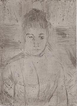 Georges Lemmen met een ets van een vrouw (portret)