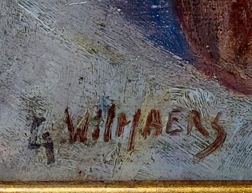 Bloemenstilleven met rozen potje en halssnoer – oil on panel – Georges Wilmaers – circa 1935