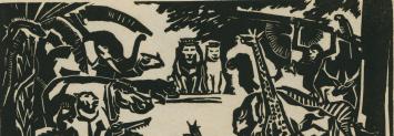 Gerard Baksteen met een linocut