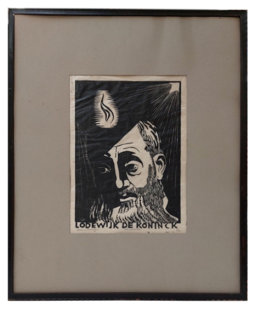 Linosnede Belgische kunstenaar Gerard Baksteen kopen