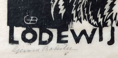 Gerard Baksteen met een linocut