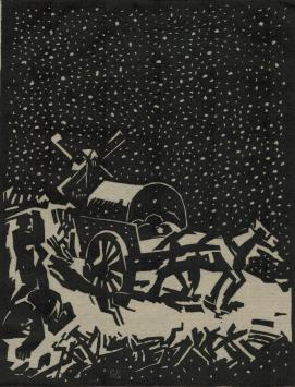 Gerard Baksteen met een originele lino voor zijn broer