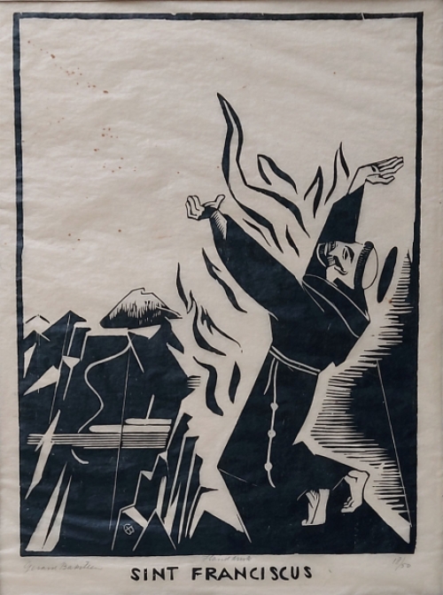 Gerard Baksteen met een originele lino