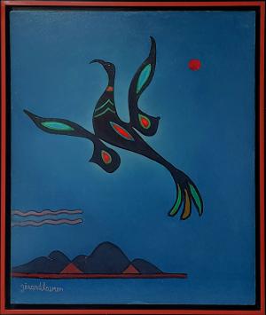 Gerard Laenen met een surrealistisch schilderij