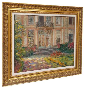 Het herenhuis met de bloementuin – Oil on board – Albert Geudens