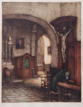 Ets van Belgische kunstschilder en etser Albert Geudens