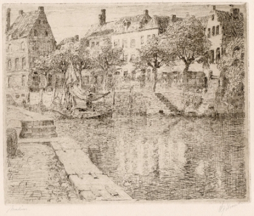 Victor Olivier Gilsoul met een ets Malines