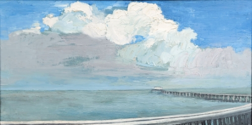 Ginette Javaux  met een zicht op Oostende