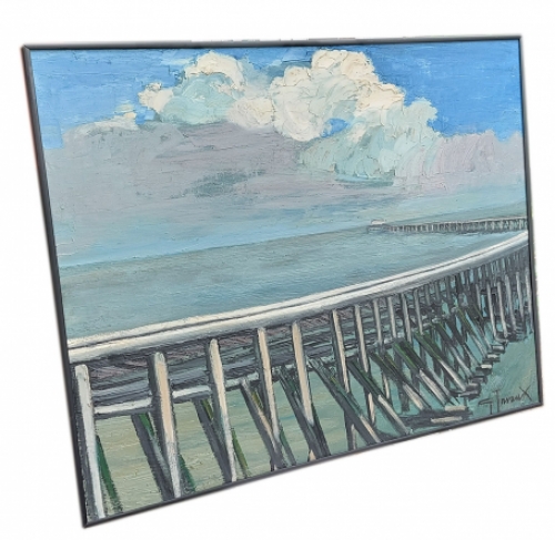 Staketsel in Oostende, olie op doek, +/- 1985