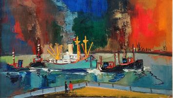 Jack Godderis met een expressionistisch schilderij